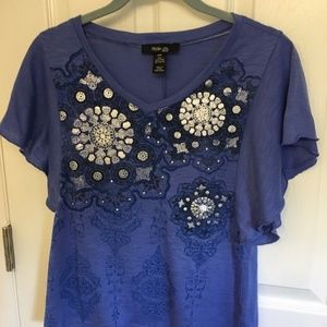 Women's Blue Top Butterfly Sleeves P…
